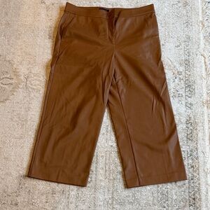 Ann Taylor Tan faux leather camel cropped pants
